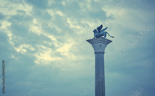 Monument of Lion of Venice on Piazza San Marco in Venice city, I