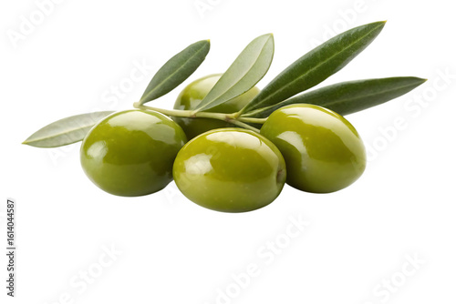 Vibrant green olives with fresh leaves, perfect for healthy eating, Mediterranean cuisine, and culinary inspiration.