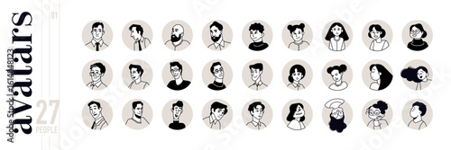 Set of modern design people avatar icons. Vector illustrations for social media, user profile, website and app design and development.