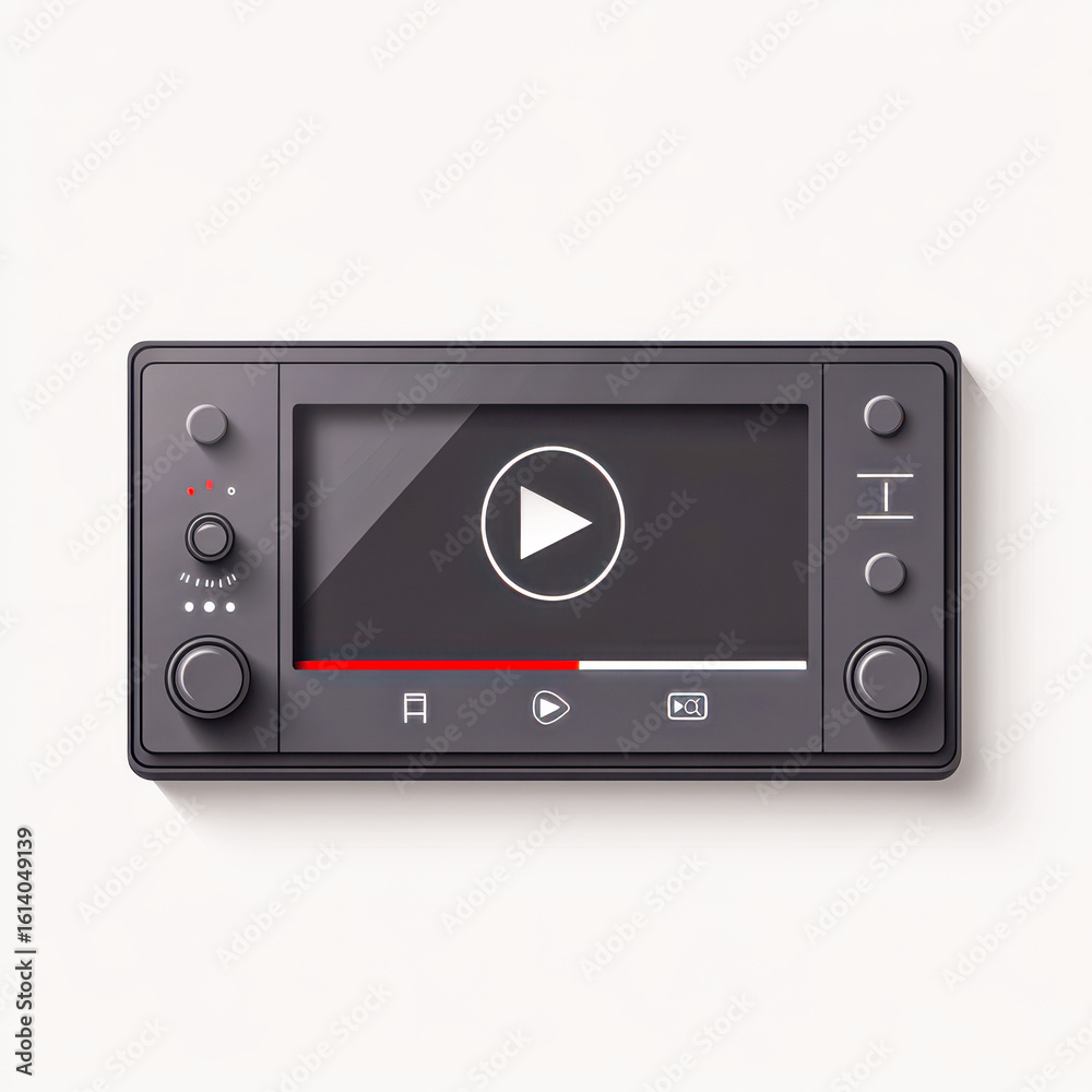 Fototapeta premium Modern black media player interface with play button and progress bar