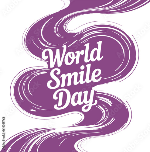 World Smile Day celebration with purple brush strokes vector
