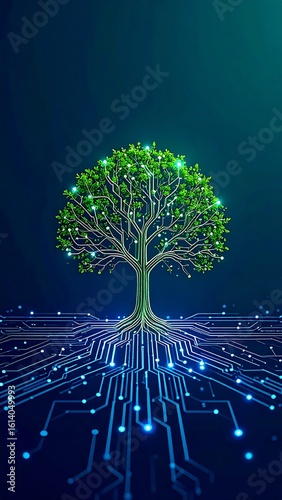 Futuristic digital tree