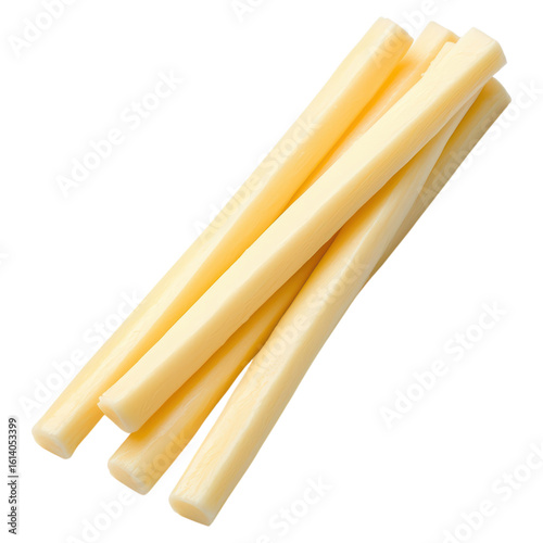 Fresh Sticks of Creamy Cheese isolated on transparent background.