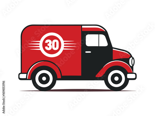 Wallpaper Mural Vintage 1930s Delivery Truck Vector Illustration, Classic Rounded Corner Retro Truck Design, Old-fashioned Cargo Vehicle, Antique Transport Clipart, Retro Delivery Van Artwork Torontodigital.ca