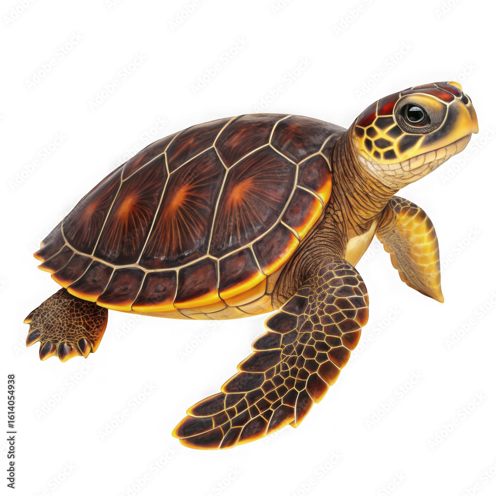 Obraz premium Sea turtle swimming isolated on transparent background