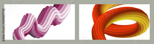 Abstract volumetric background. Cords. set of two illustrations. Toothpaste in a tube. Minimalism. Creative modern background. Cover design, wallpaper, background. eps vector.