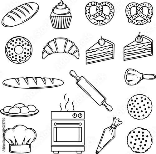 Silhouette bakery and cooking tools collection vector illustrator