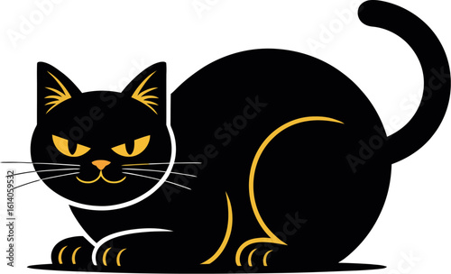 Black cat illustration halloween cat spooky cat vector art halloween design