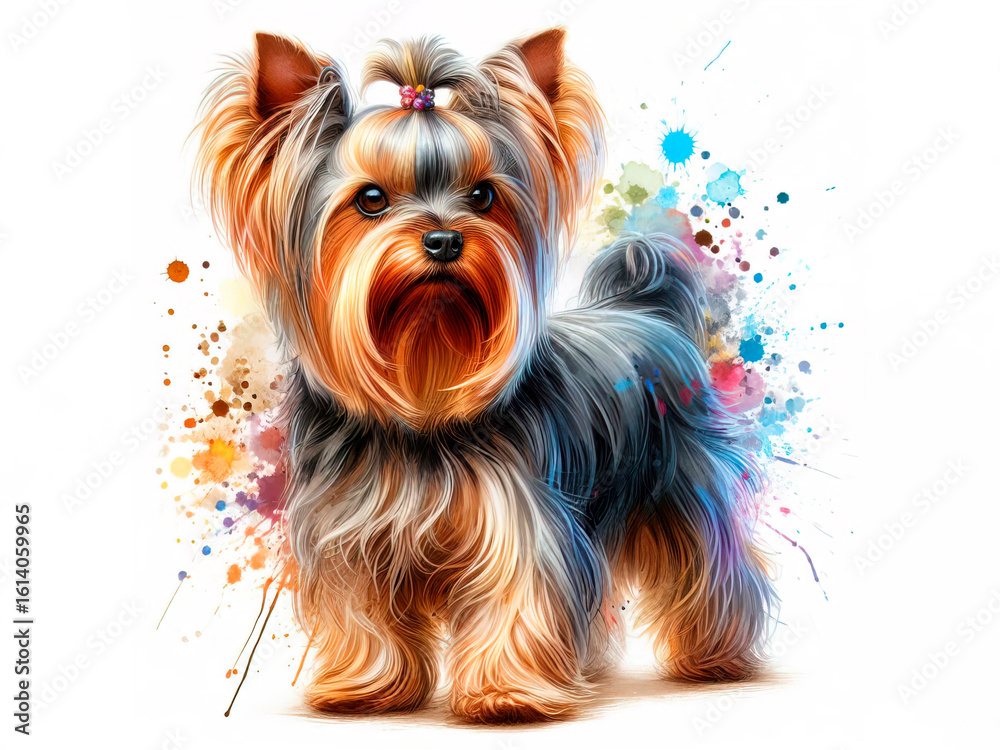 Naklejka premium Yorkshire terrier dog in watercolor