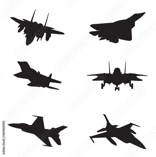  F-35 Fighter jet aircraft silhouette vector on white background