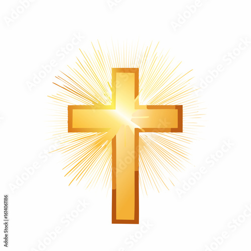 sunburst shining from golden cross