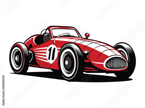 1930s Vintage Racing Car Silhouette Side Profile Vector – Classic Retro Race Car Design in Clean Minimal Style for Automotive Posters, Prints, and Collectibles
