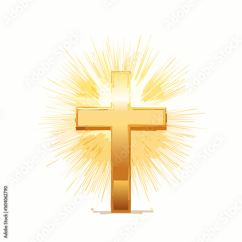 sunburst shining from golden cross