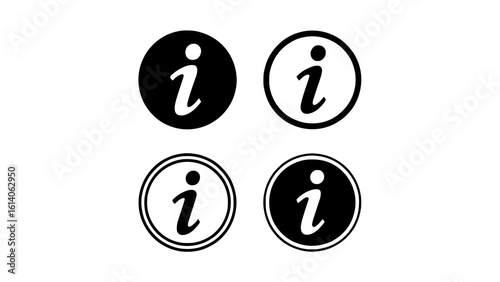 Four Versatile Information Icons: Black & White Variations for Websites, Apps & More!