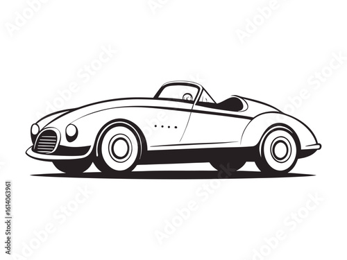 Elegant 1930s Speedster Vector Illustration in Minimal Line Art Style – Vintage Classic Car Design for Retro Automotive Artwork, Posters, Prints, and Digital Collectibles