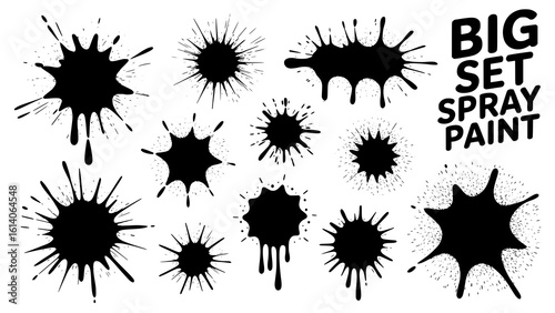 Dramatic Black Spray Paint Splatter Collection: 12 Unique Designs for Graphic Artists, Designers & More!