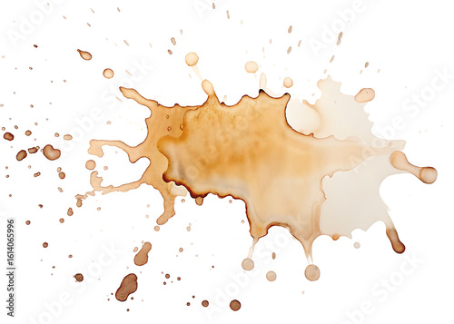 Coffee splash brown liquid splatter isolated on a transparent background