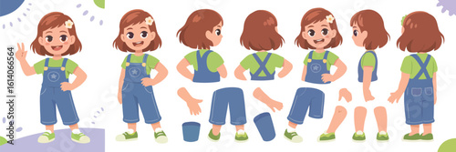 Cute Girl Character Model Kit: A charming, cute girl character model kit offers various views and poses.
