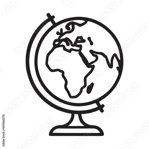 Black Globe Silhouette Earth Planet World Map Vector Icon


