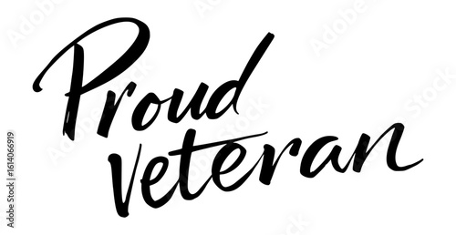 Handwritten phrase "Proud Veteran" in black cursive