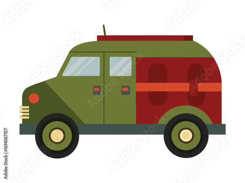 Simplified 1940s Armored Car Vector Illustration – Retro Military Transport Design with Minimalist Detailing, Perfect for History Projects, Collectors, and Vintage Vehicle Graphics