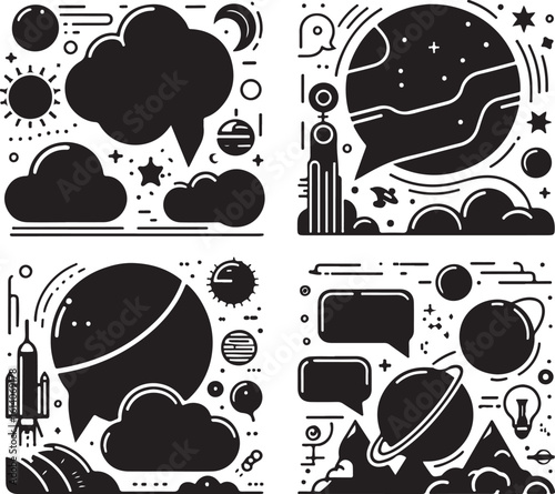 Minimal Empty Speech Bubbles & Chat Icons Vector Set
