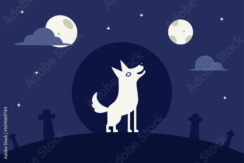 wolf howling at the moon
