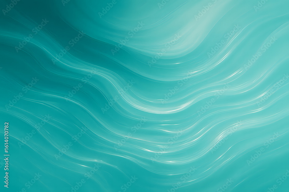 Fototapeta premium horizontal abstract composition of fluid gradients in ocean teal, foam white, and turquoise mist.