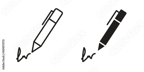 Write icon in a black stroke vector design and flat solid version on white background
