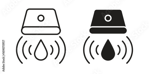 Water sensor icon in a black stroke vector design and flat solid version on white background