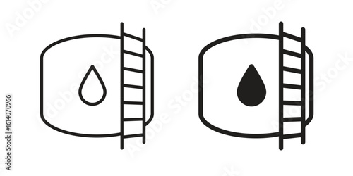 Water tank icon in a black stroke vector design and flat solid version on white background