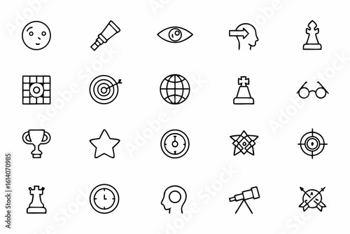 A refined minimalistic series showing visual metaphors of deep focus and determination in line art. Great for startup branding, self-improvement media, and digital planners