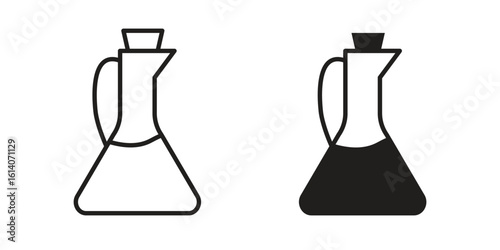 Vinegar icon in a black stroke vector design and flat solid version on white background