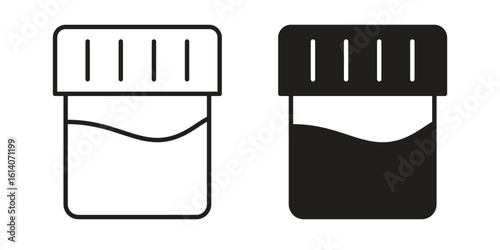 Urine test icon in a black stroke vector design and flat solid version on white background