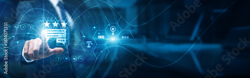 Fotografi Team lead hand touch panel feedback management system, reviews insights surveys suggestions ratings engagement response improvement communication satisfaction performance recognition