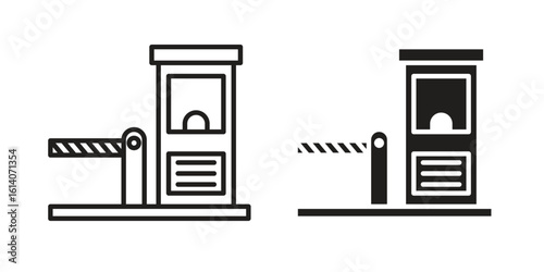 Toll road icon in a black stroke vector design and flat solid version on white background