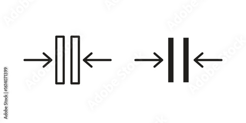 Thickness icon in a black stroke vector design and flat solid version on white background