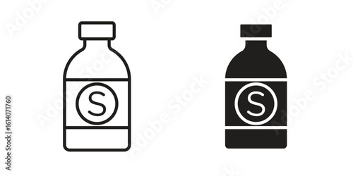 Solvent icon in a black stroke vector design and flat solid version on white background