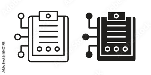 Smart contract icon in a black stroke vector design and flat solid version on white background