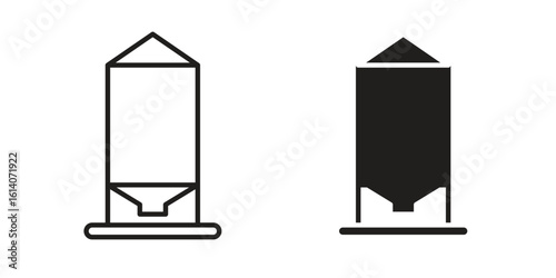 Silo icon in a black stroke vector design and flat solid version on white background