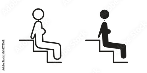 Sauna icon in a black stroke vector design and flat solid version on white background