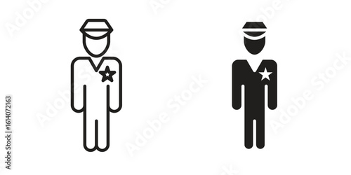 Salute icon in a black stroke vector design and flat solid version on white background