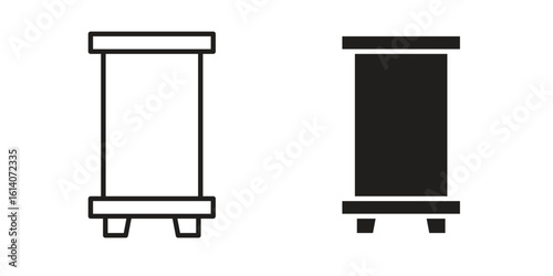 Roll up banners icon in a black stroke vector design and flat solid version on white background