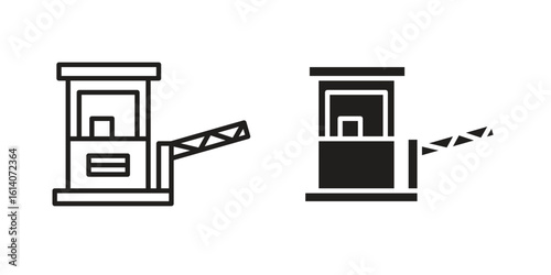 Road toll icon in a black stroke vector design and flat solid version on white background
