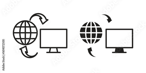 Remote Access icon in a black stroke vector design and flat solid version on white background