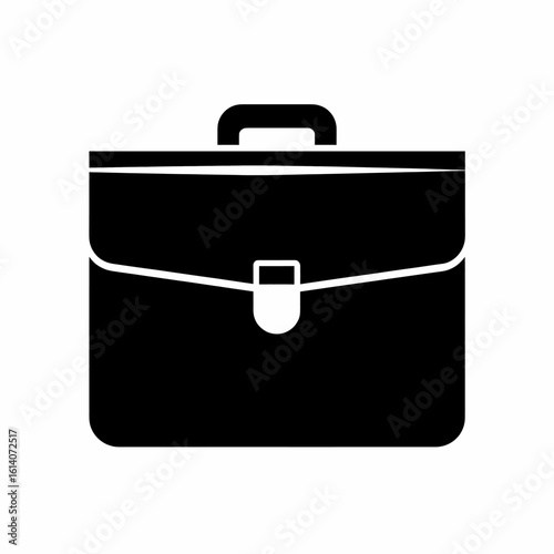 Black briefcase icon silhouette representing business, work, and professional life. A simple vector graphic for corporate concepts.