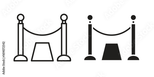 Red carpet icon in a black stroke vector design and flat solid version on white background