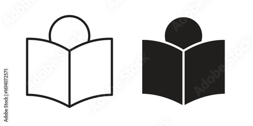 Reading icon in a black stroke vector design and flat solid version on white background