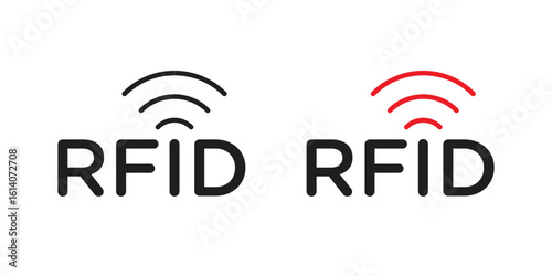 RFID icon in a black stroke vector design and flat solid version on white background