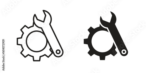 Productivity tools icon in a black stroke vector design and flat solid version on white background